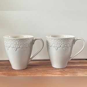 Lenox Chelse Muse Fleur Mug Soft Gray Taupe SET OF 2